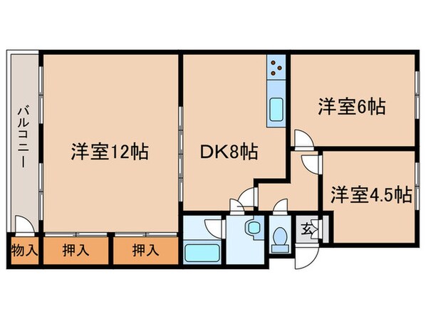 ｴﾒﾗﾙﾄﾞﾏﾝｼｮﾝ茶売Ａ棟（403）の物件間取画像